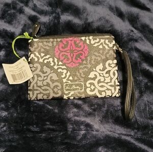 Vera Bradley Black and Pink Wristlet with Elegant Pattern
